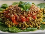 Receta Ensalada salvaje de perdiz en escabeche con tomate y espinacas
