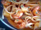 Receta Tallarines con gambas, piña y oporto