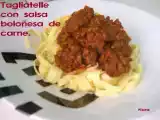 Receta Tagliatelle con salsa boloñesa de carne.