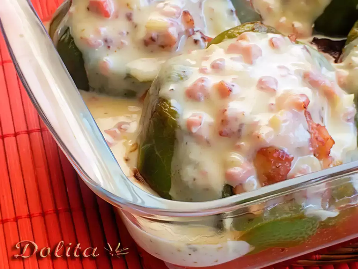 Receta Pimientos rellenos de carne con bechamel