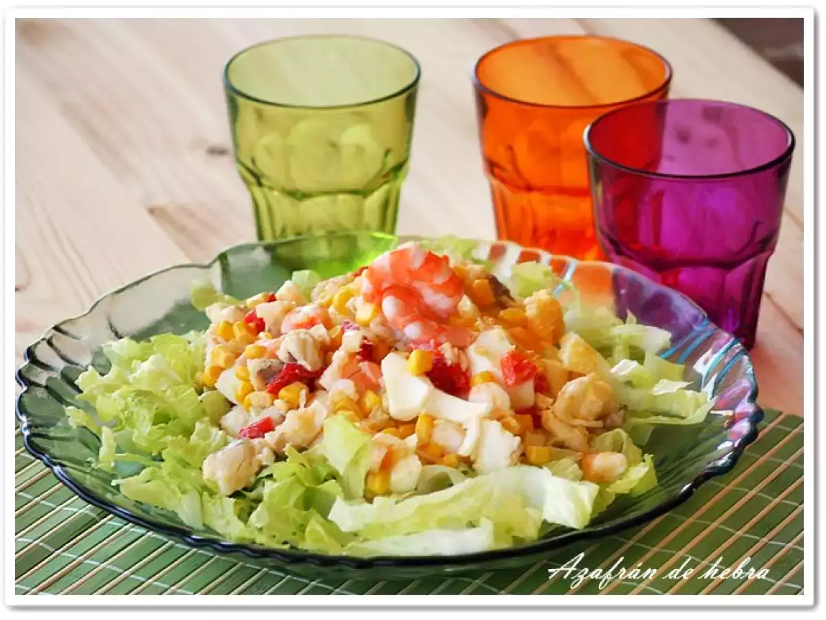 Receta Ensalada de rape y langostinos