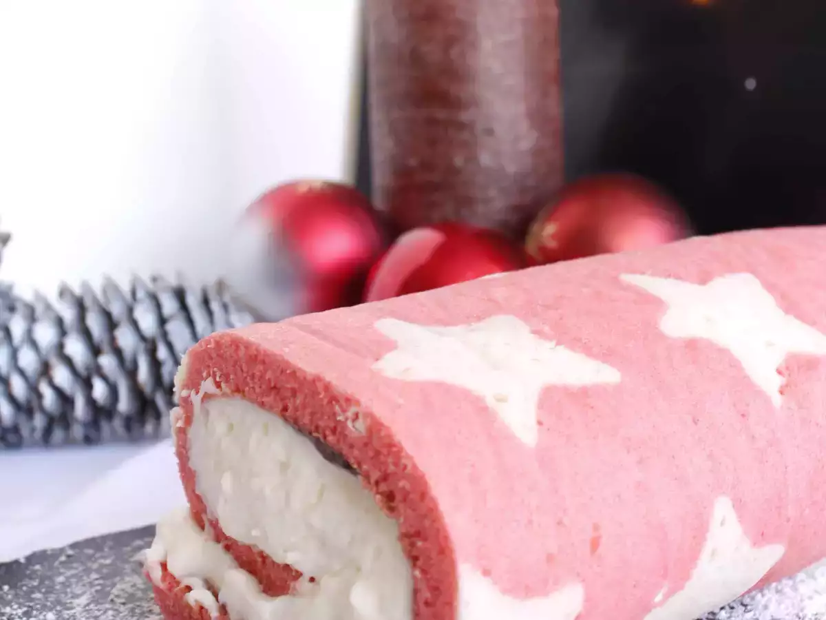 Receta Brazo gitano relleno de confitura de fresa y mousse de chocolate blanco