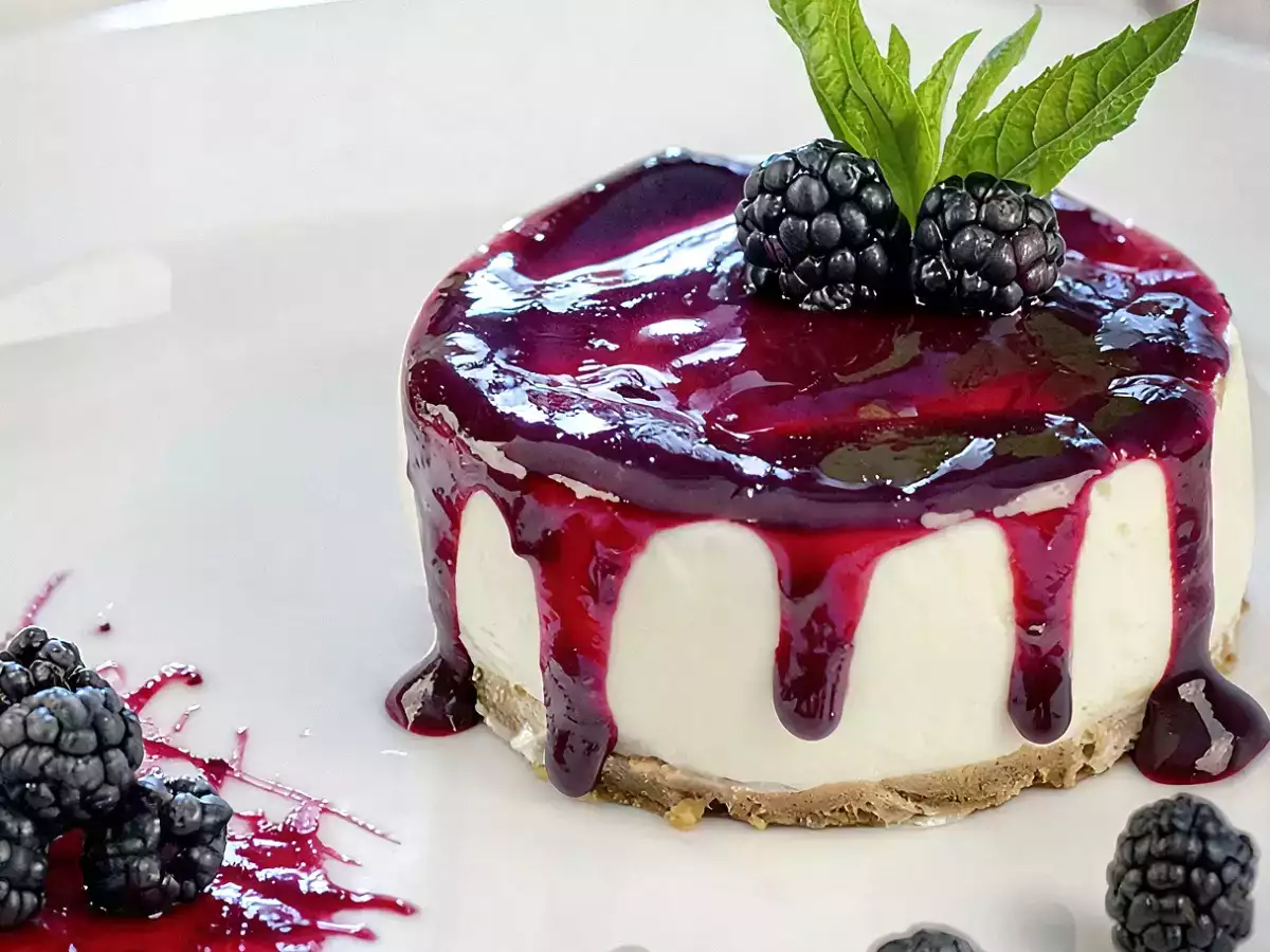 Receta Tarta de queso y mermelada de mora