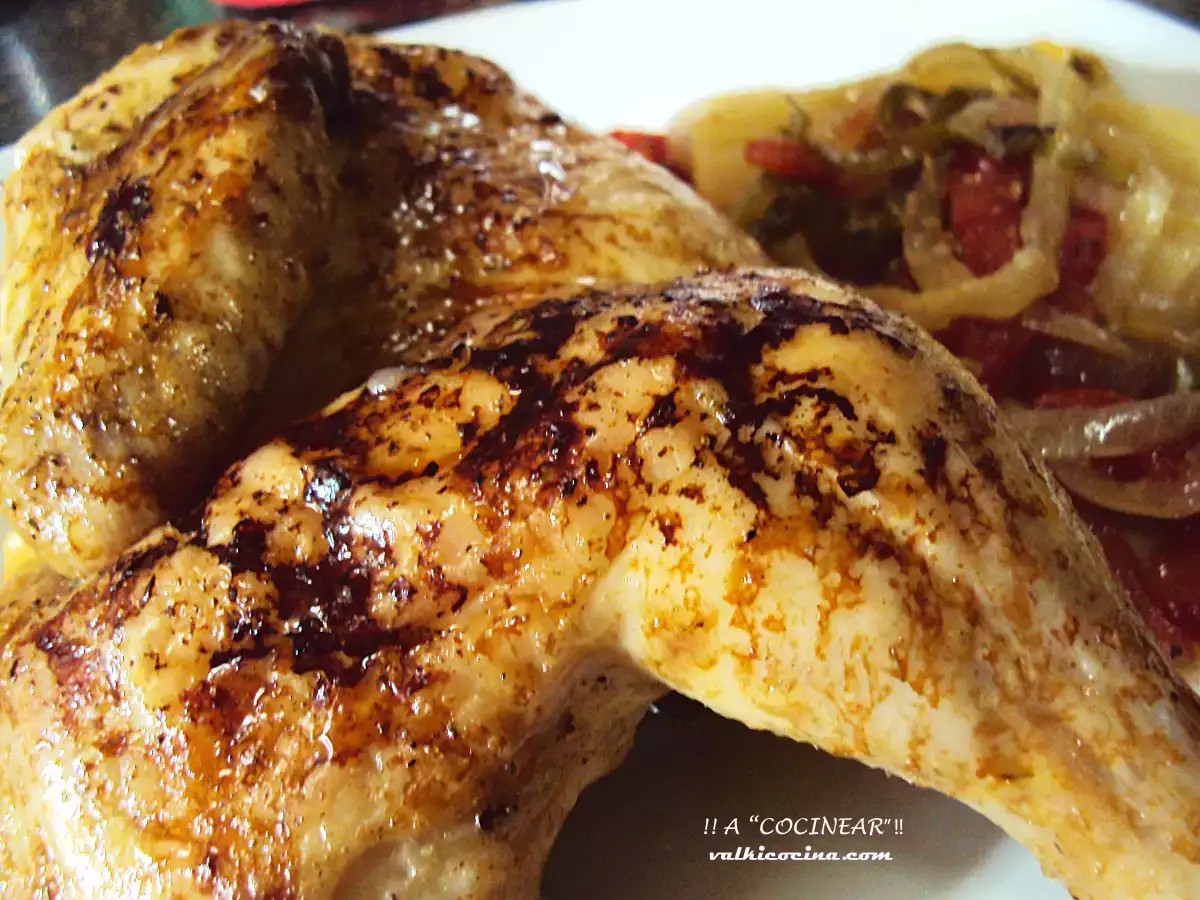 Receta Coquelet o pollo tomatero al horno con guarnición