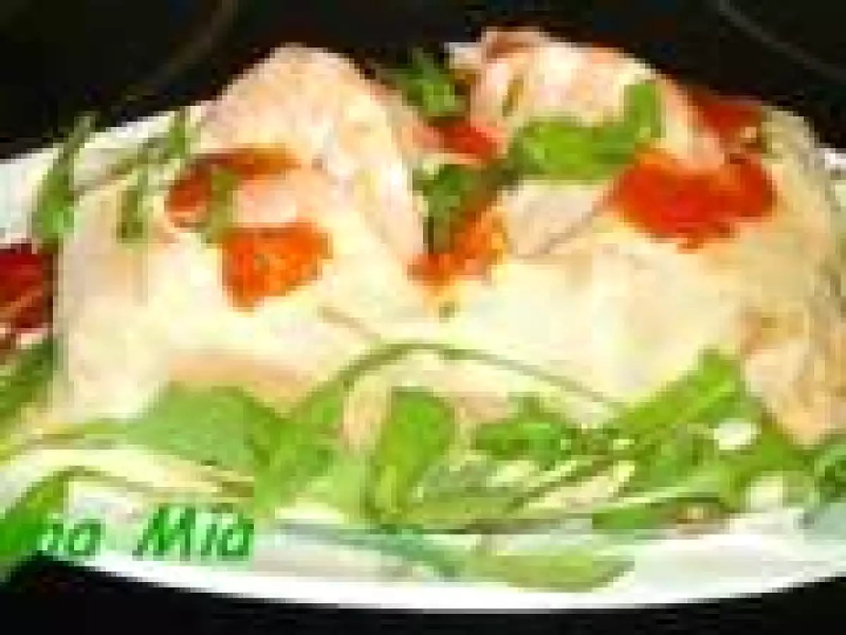 Pastel de salmón y langostinos a la tártara (thermomix)