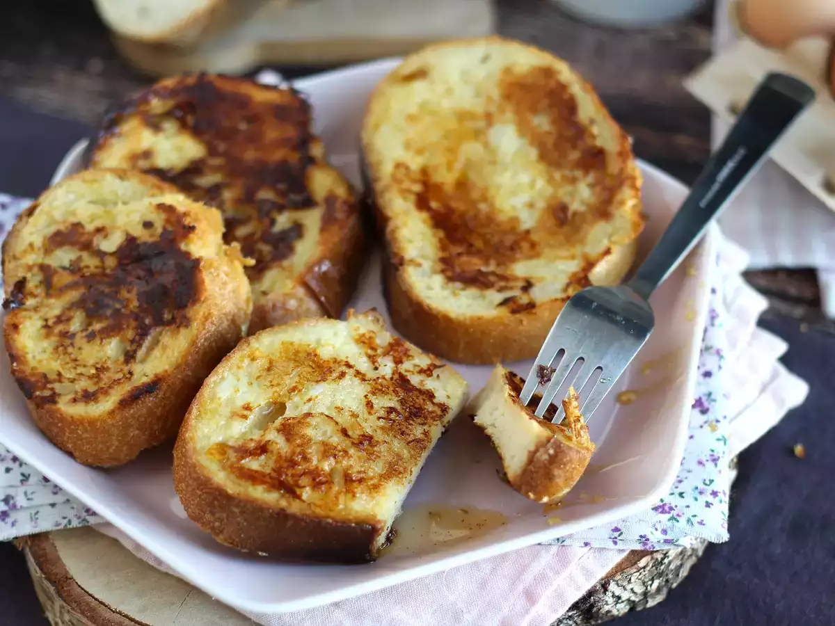Receta Torrijas francesas, pan perdido con baguette