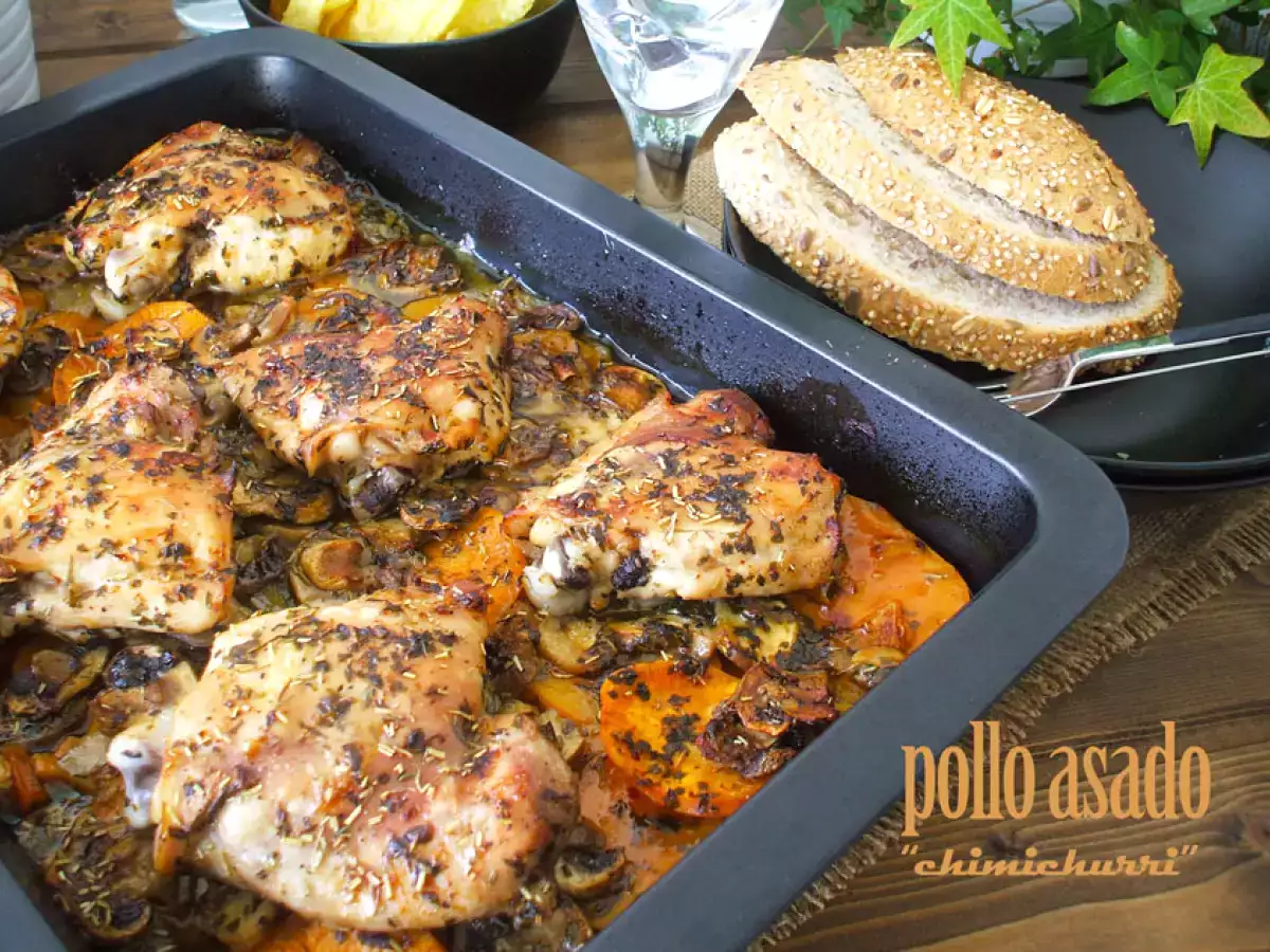 Receta Pollo asado chimichurri