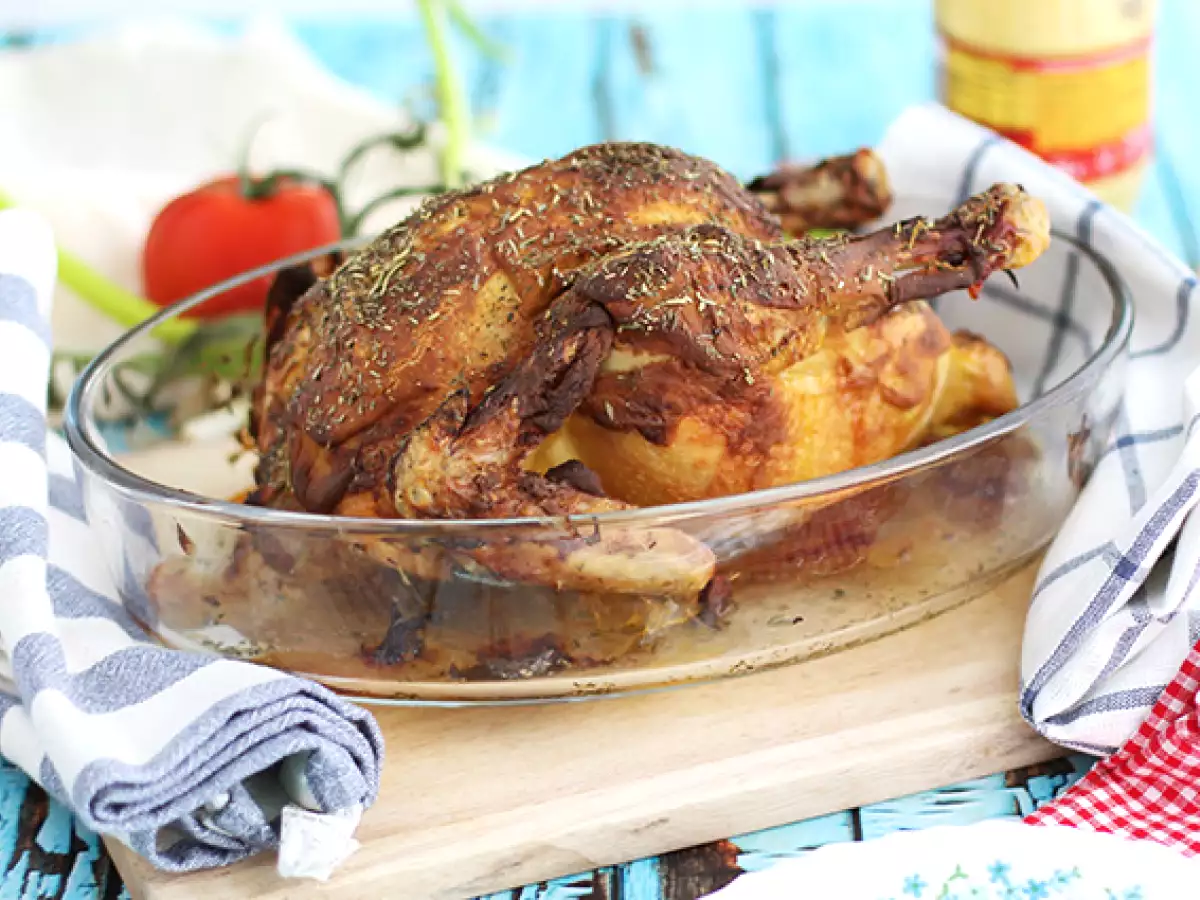 Receta Pollo asado a la mostaza con hierbas