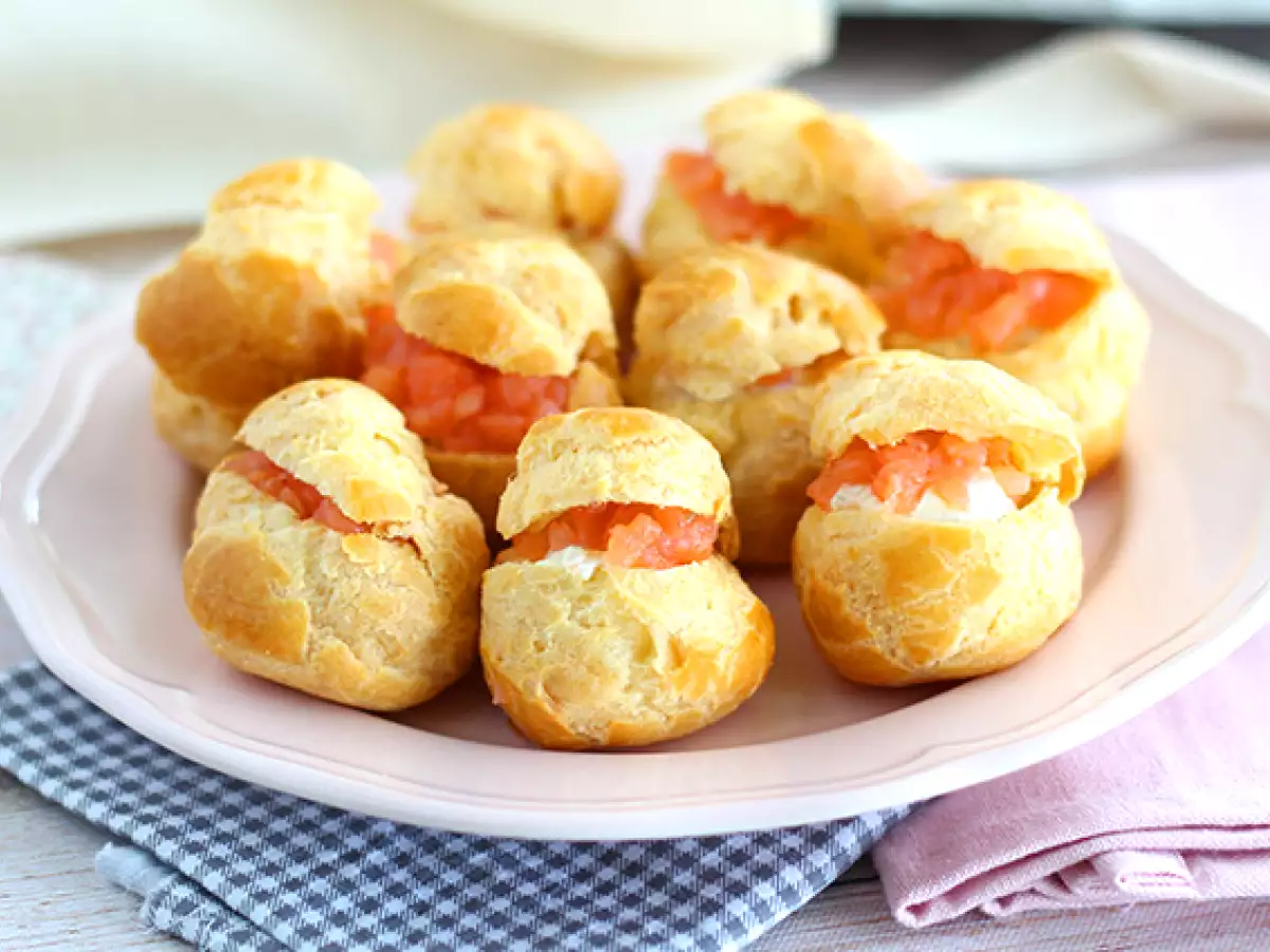 Receta Choux con salmón y queso
