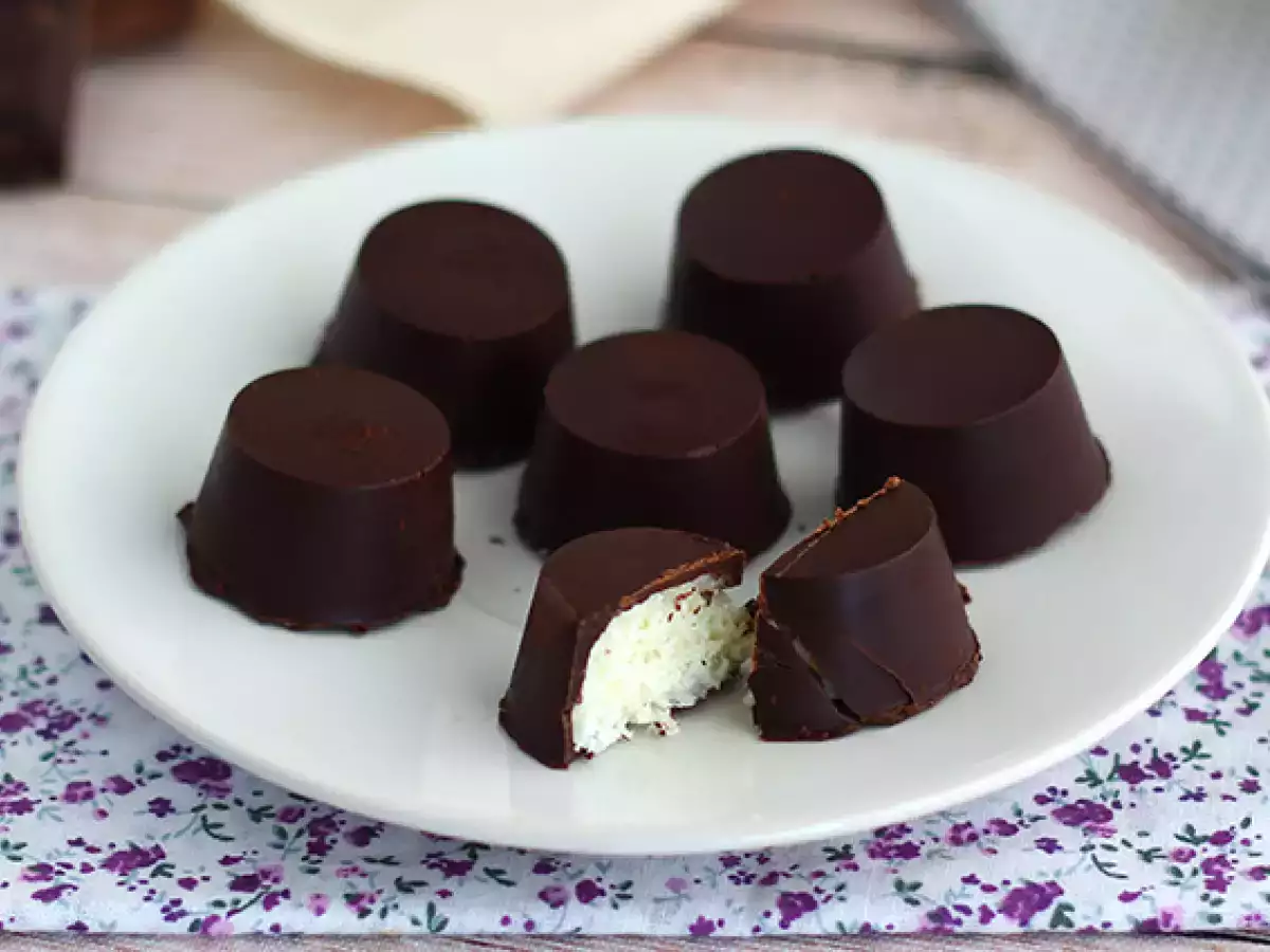 Receta Bombones de chocolate negro y coco