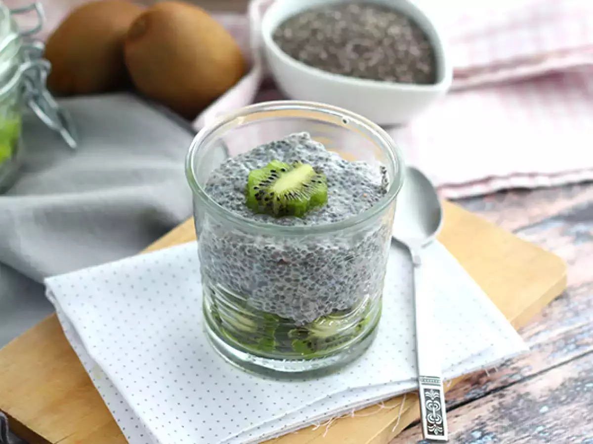 Receta Pudin de chia y kiwi