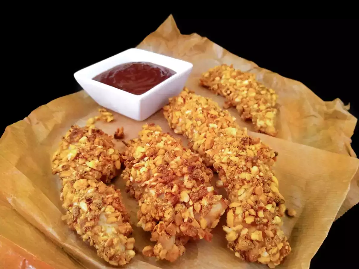 Receta Solomillos de pollo con kikos {al horno}