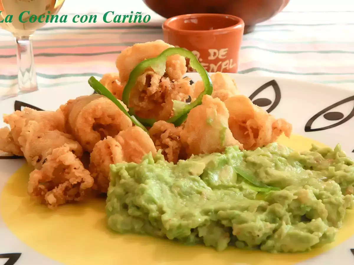 Receta Calamares fritos con crema de aguacate