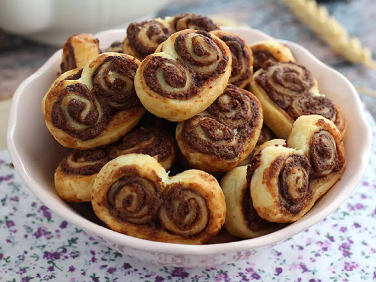 Receta Palmeras de hojaldre con chocolate