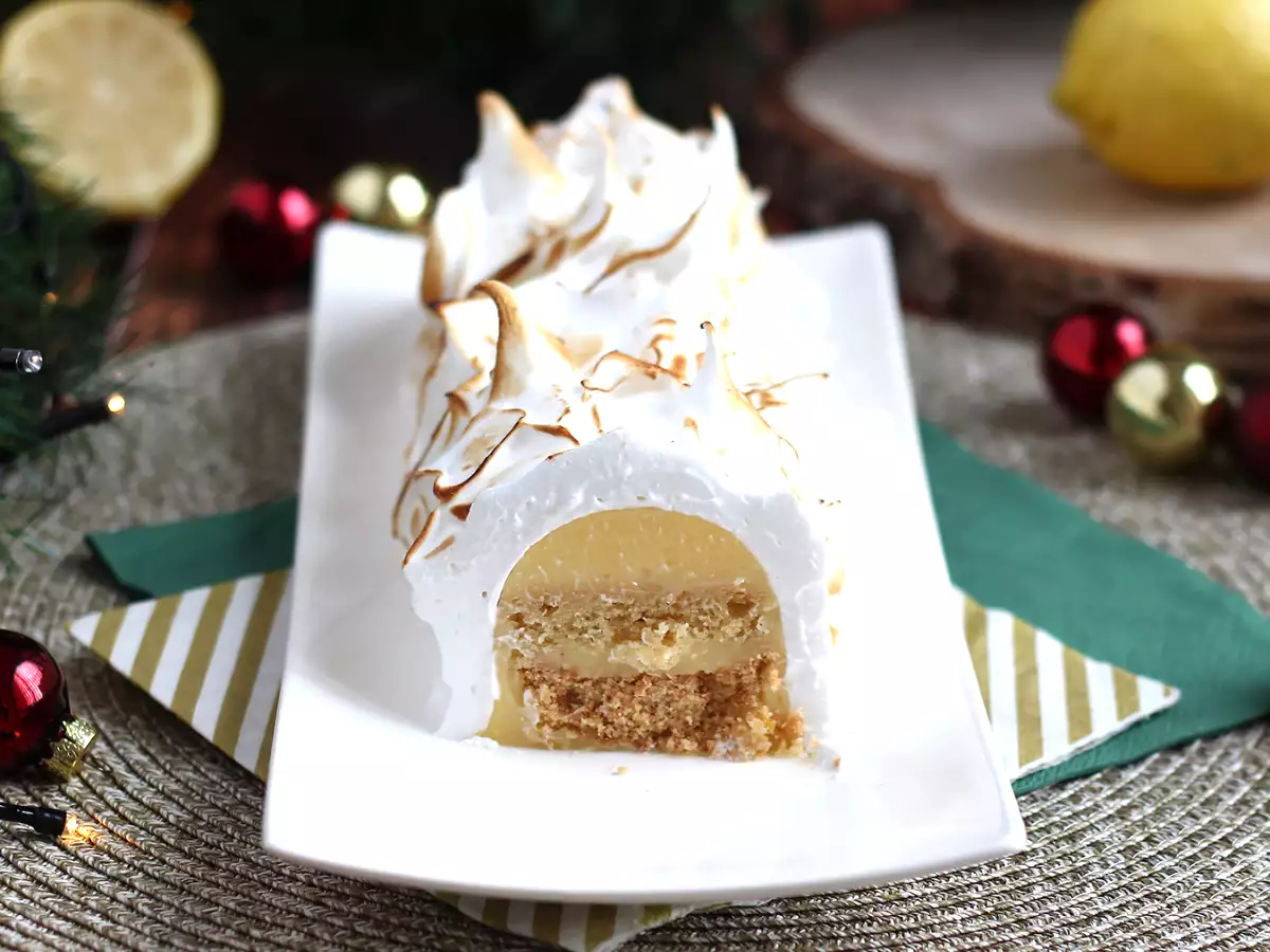 Receta Tronco de crema de limón y merengue