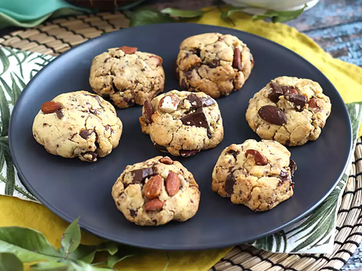 Receta Cookies de chocolate, cacahuetes y almendra