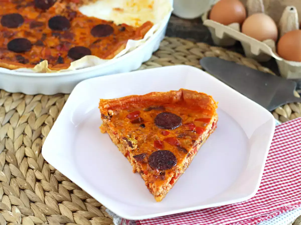 Receta Quiche de chorizo y pimientos