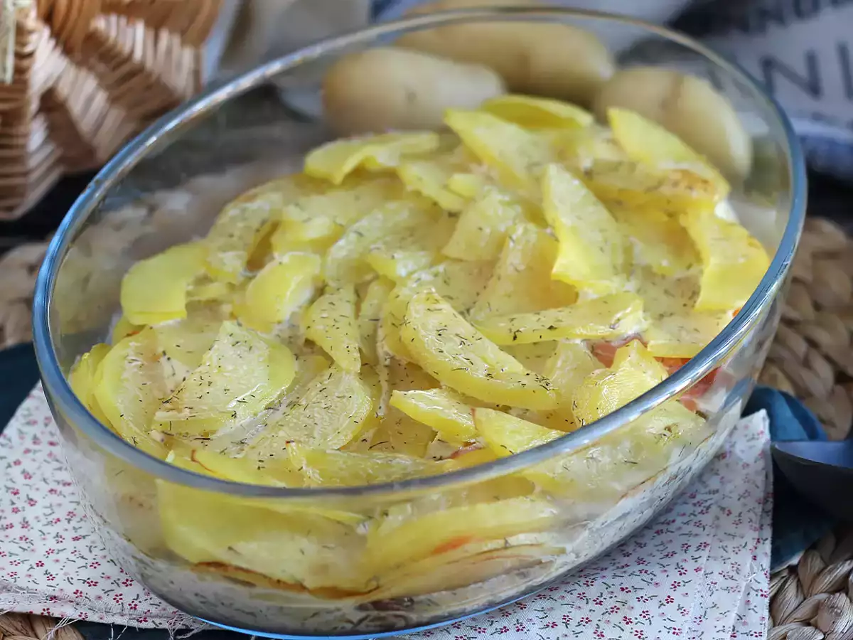 Receta Gratinado de patatas y salmón ahumado