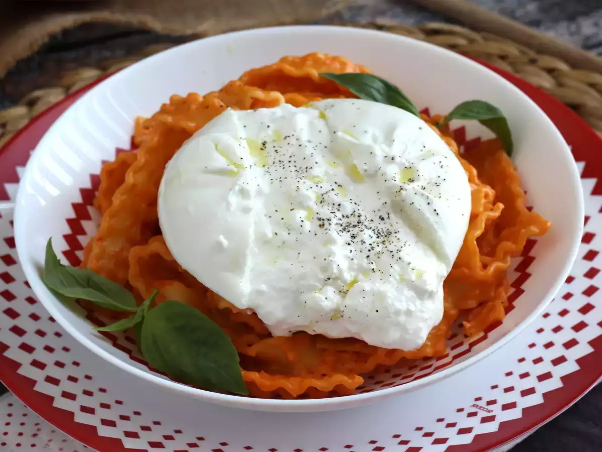 Receta Pesto calabrese con pasta y burrata cremosa