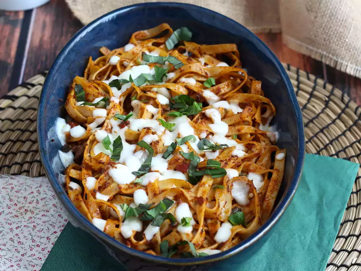 Receta Tallarines gratinados con scamorza, la receta de aprovechamiento para cuando nos sobra pasta