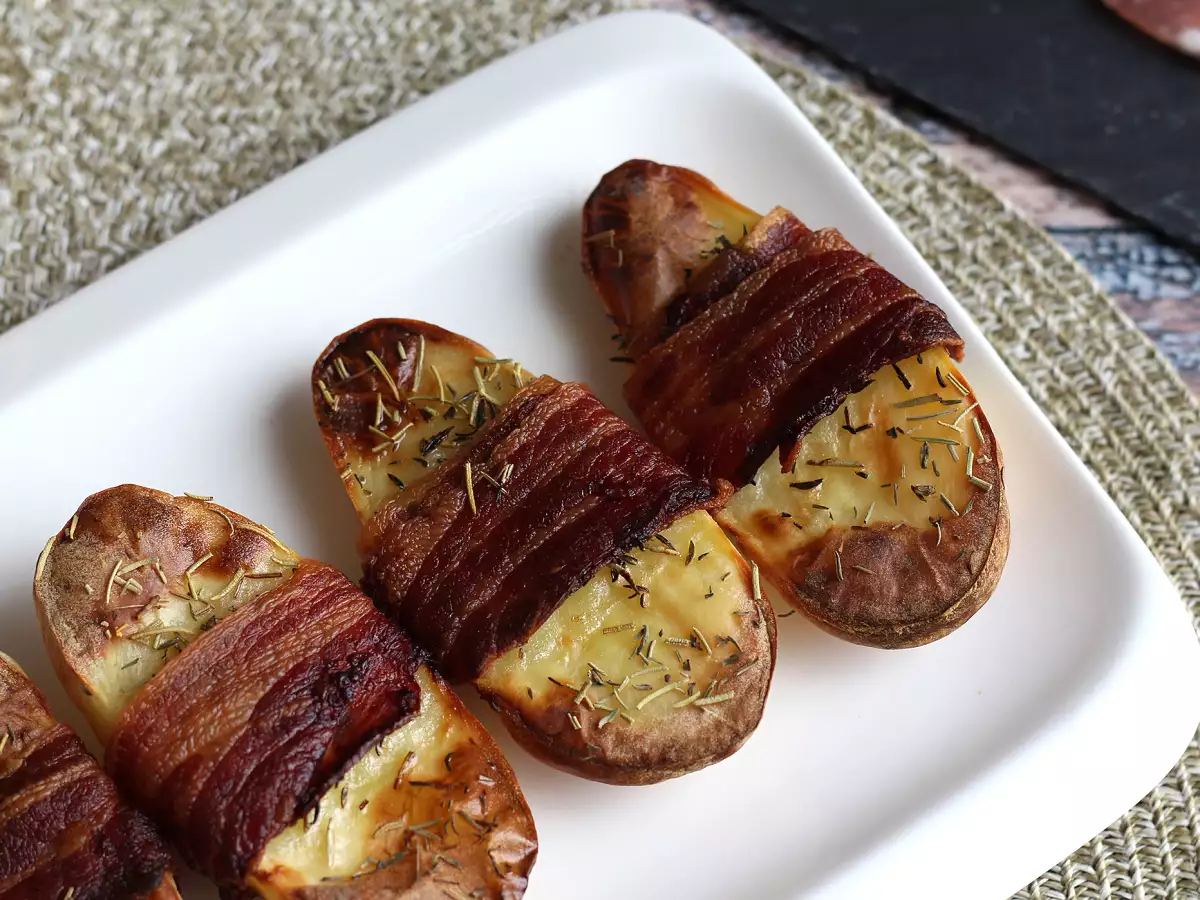 Receta Patatas asadas envueltas en bacon