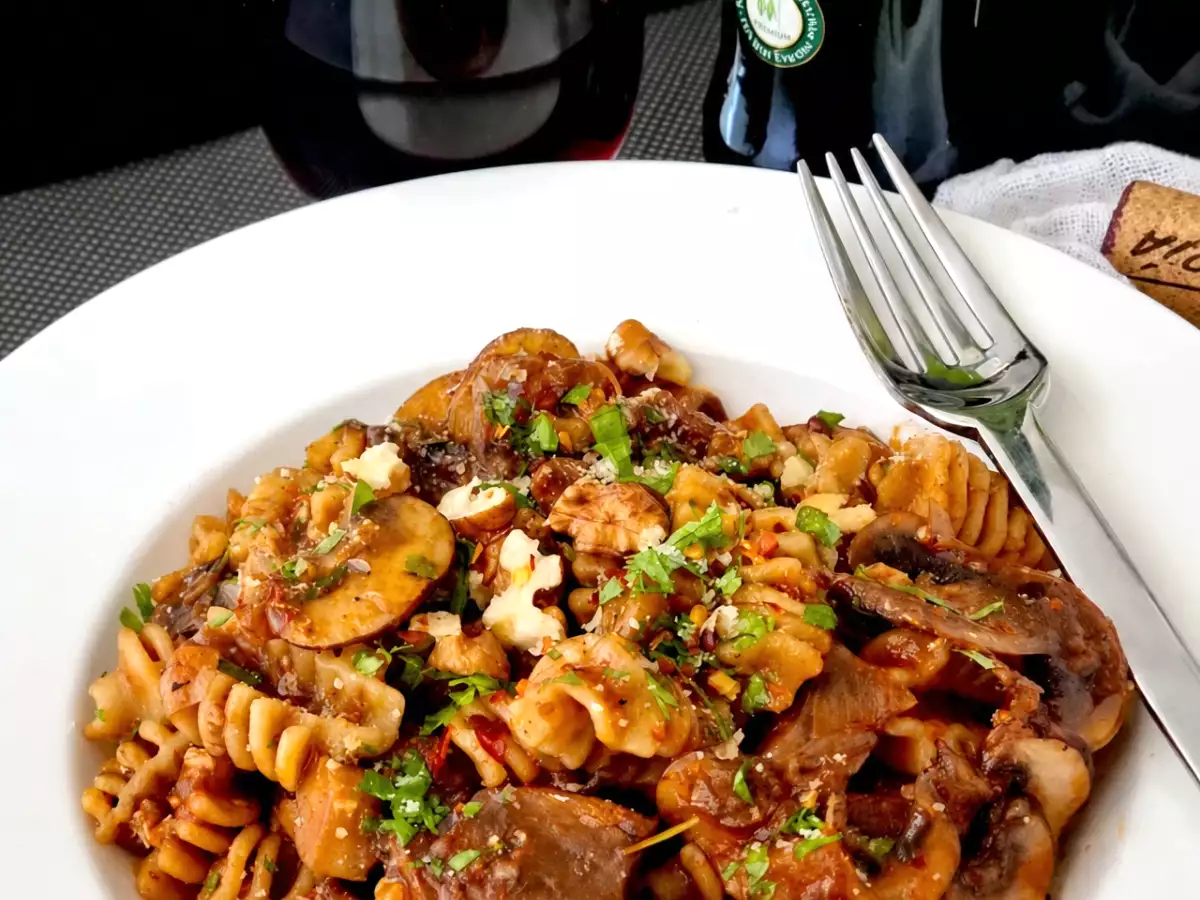 Receta Pasta con ajo y setas {con mucho sabor umami}