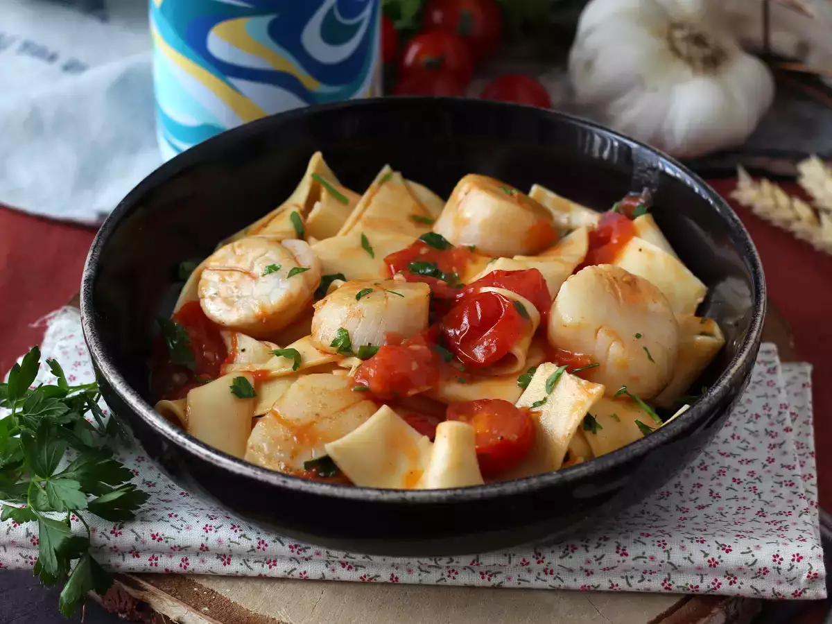 Receta Pasta con vieiras y tomates cherry: una receta sofisticada y deliciosa