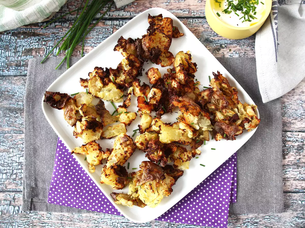 Receta Patatas aplastadas crujientes (smashed potatoes) en freidora de aire