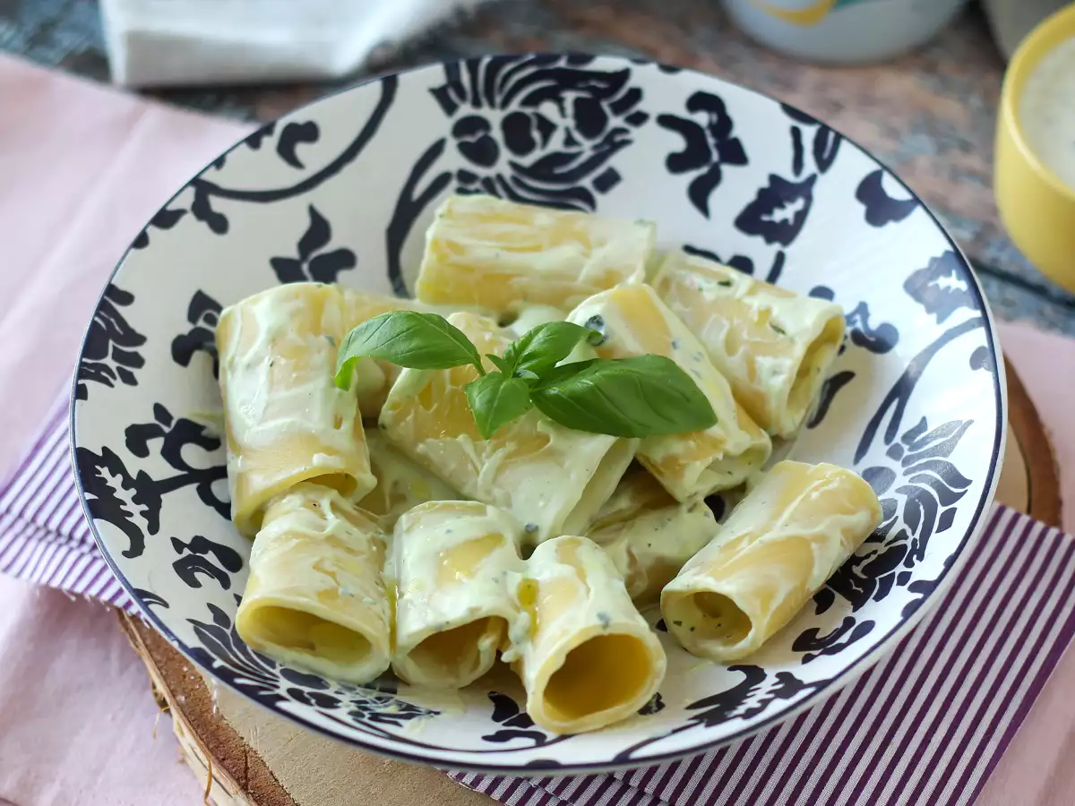 Receta Pasta con crema de ricota y albahaca