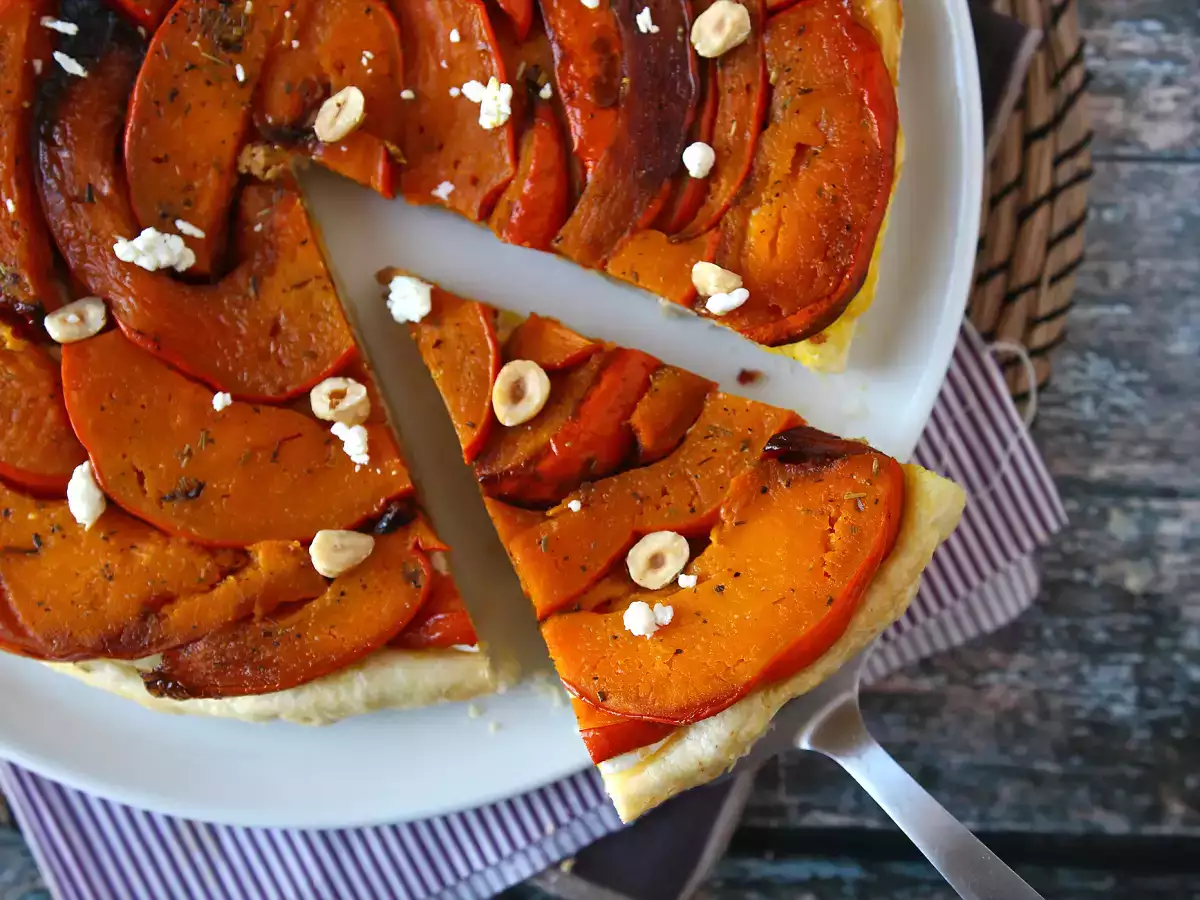 Receta Tatin de calabaza con queso de cabra y miel