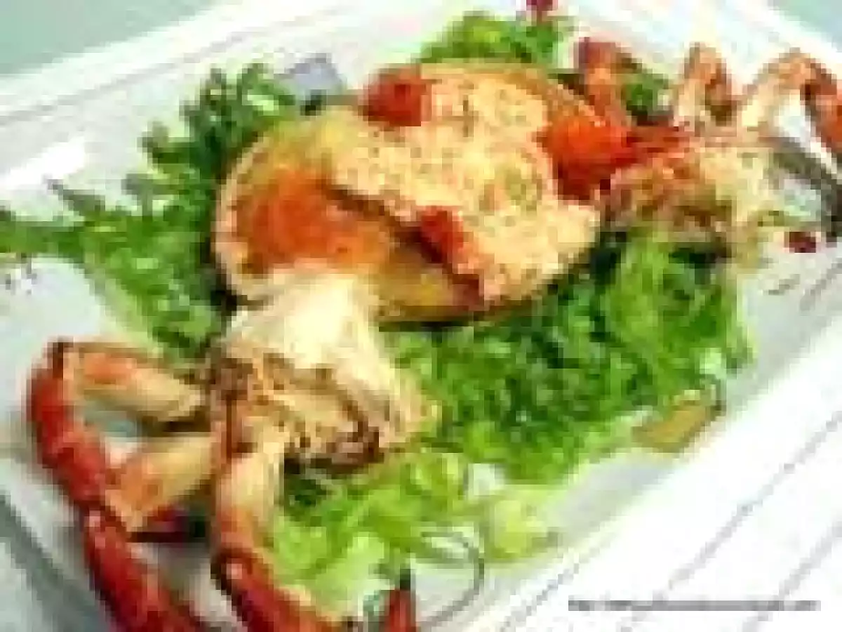 Salpicón de buey de mar en su caparazón