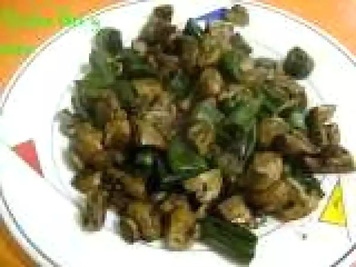 Revuelto de portobello y pimientos