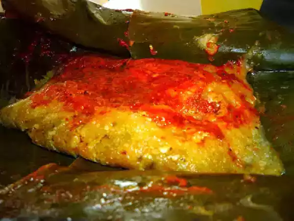 Receta Tamales huastecos.- en hoja de platano.- receta