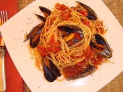 Receta Espaguetis con mejillones