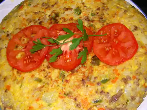 Receta Tortilla rellena de carne picada de ternera