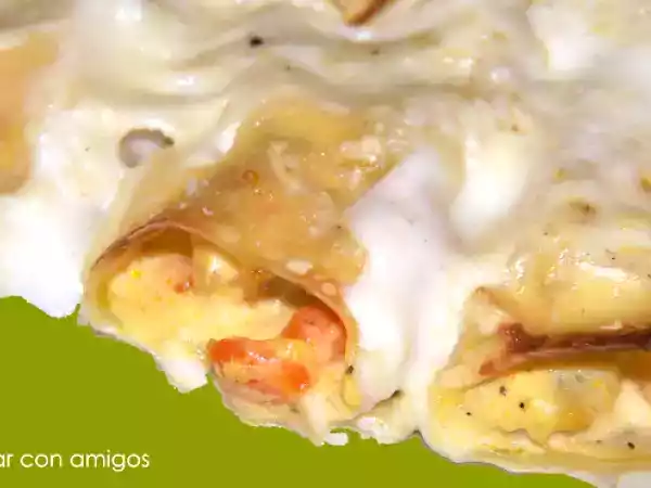Receta Canelones de rape y gambas
