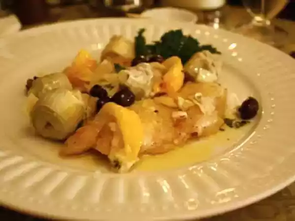 Receta Lenguado con alcachofas y aceitunas