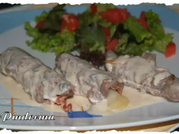Receta Rollitos de ternera rellenos de queso azul