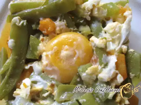 Receta Judias verdes con tomate y huevo