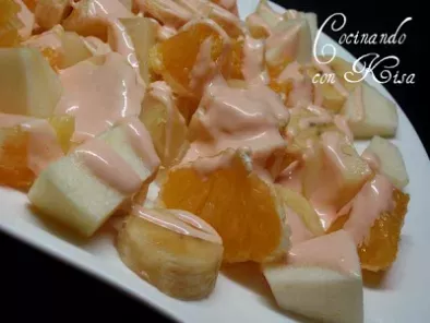 Receta Ensalada de frutas con patata en salsa rosa especial