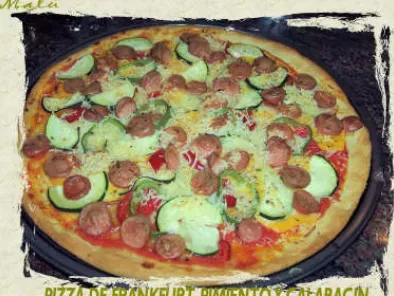 Receta Pizza de frankfurt, pimiento y calabacin