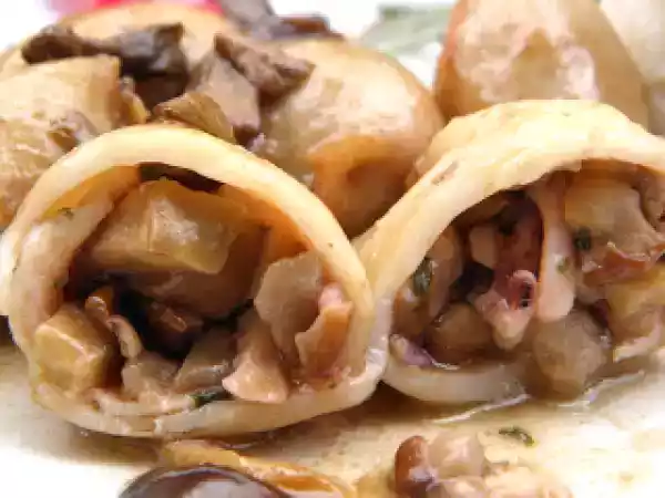 Receta Calamares rellenos de boletus edulis