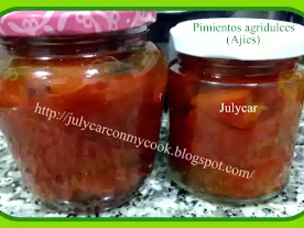 Receta Ajies agridulces ( pimientos rojos)