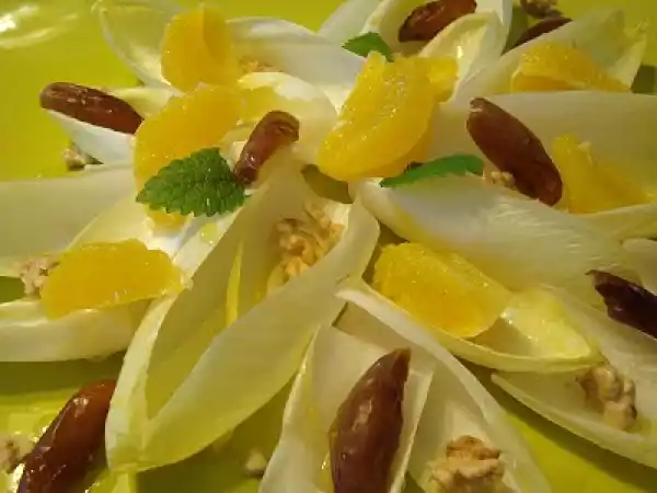 Receta Endivias con naranja y nueces