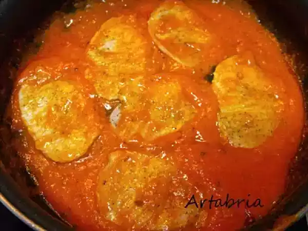 Receta 75.- lomo de cerdo con salsa de tomate y queso
