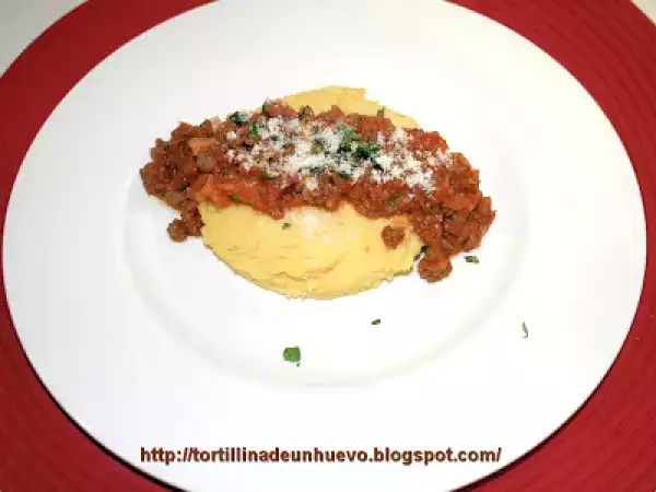 Receta Polenta a la boloñesa