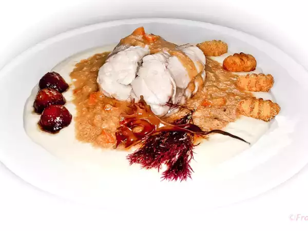 Receta Pixín con salsa oricios y ñoquis de gamoneu