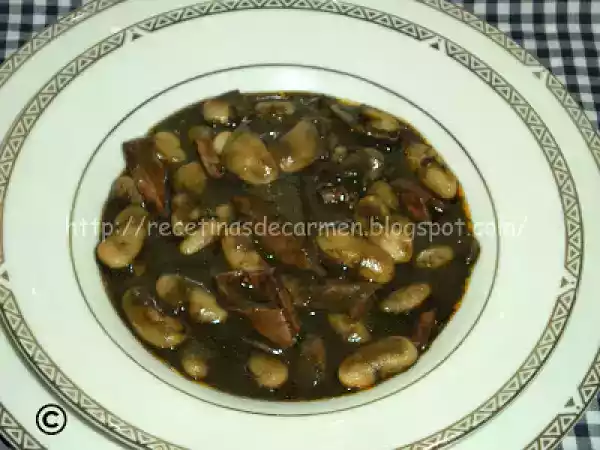 Receta Fabes con calamares en tinta: