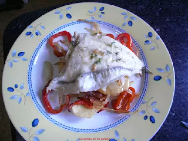 Receta Lomos de rodaballo con patatas a lo pobre