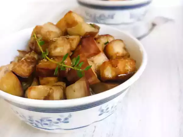 Receta Noviembre, de nostalgias y {melanzane al funghetto} -berenjenas al horno con tomillo, 